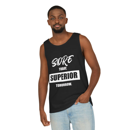 SORE TODAY, SUPERIOR TOMORROW Tank Top, Motivational Gym Wear, Unisex Athletic Shirt, Fitness Apparel, Summer Workout Top