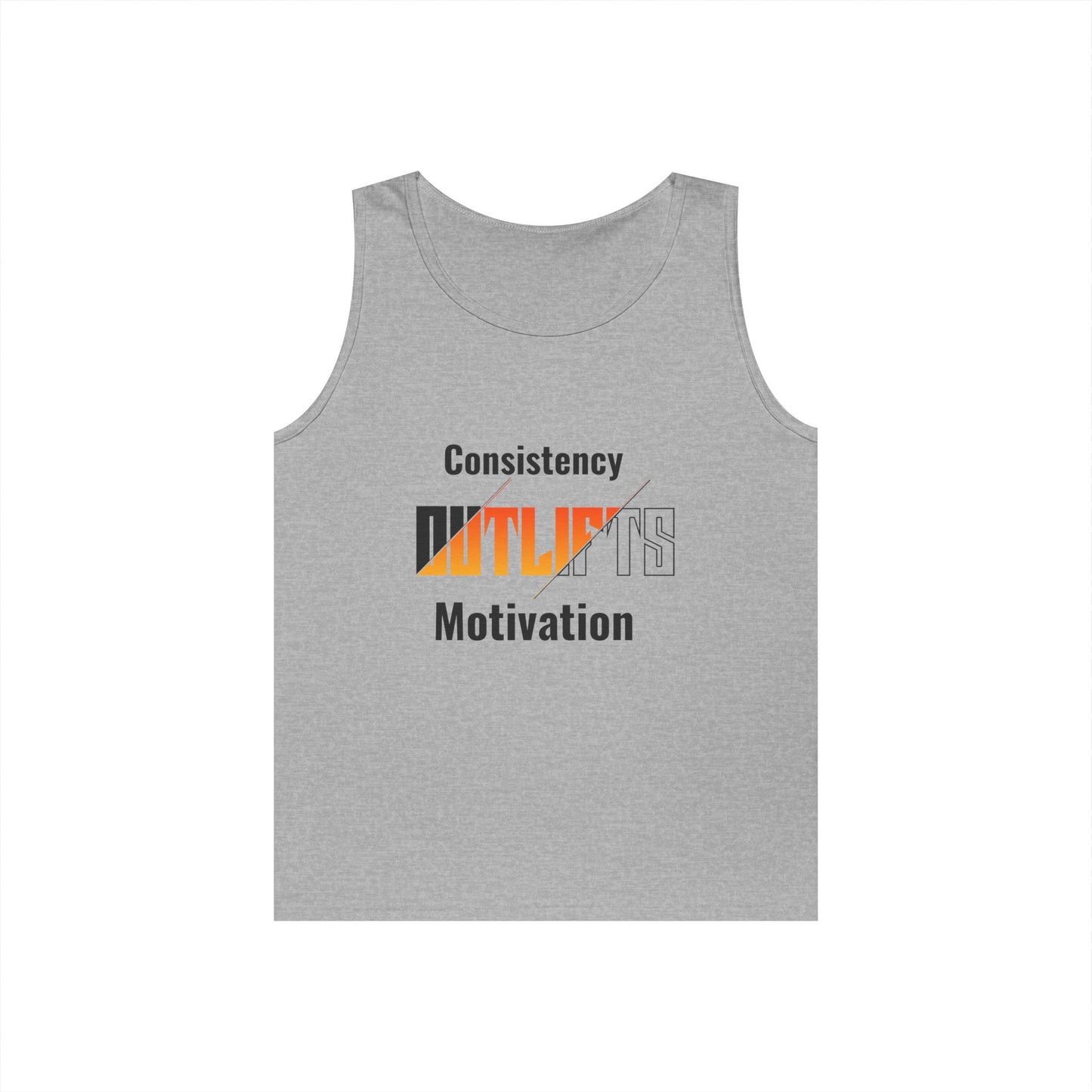 Motivational Gym Tank Top for Fitness Enthusiasts, Workout Gear, Unisex Activewear, Fitness Gifts, Consistency Outlifts Motivation