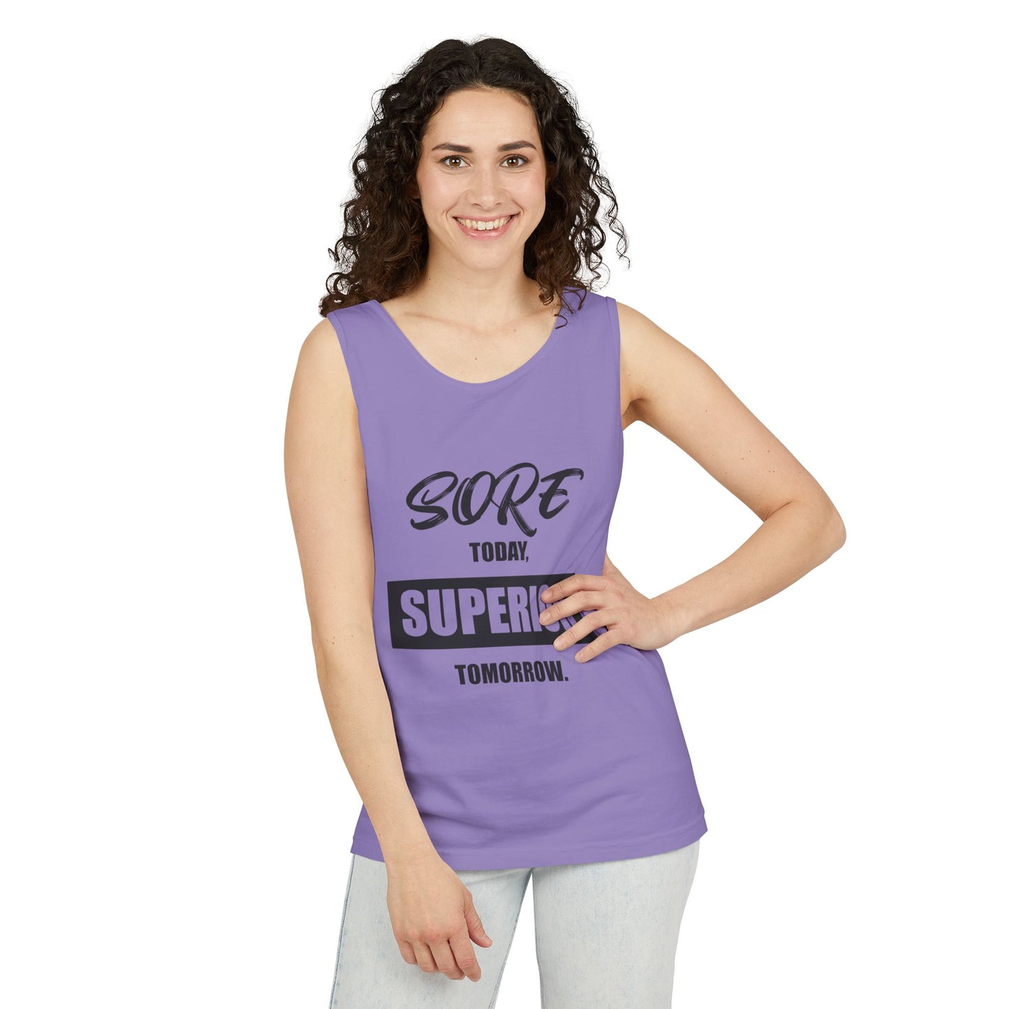 SORE TODAY, SUPERIOR TOMORROW Tank Top, Motivational Gym Wear, Unisex Athletic Shirt, Fitness Apparel, Summer Workout Top