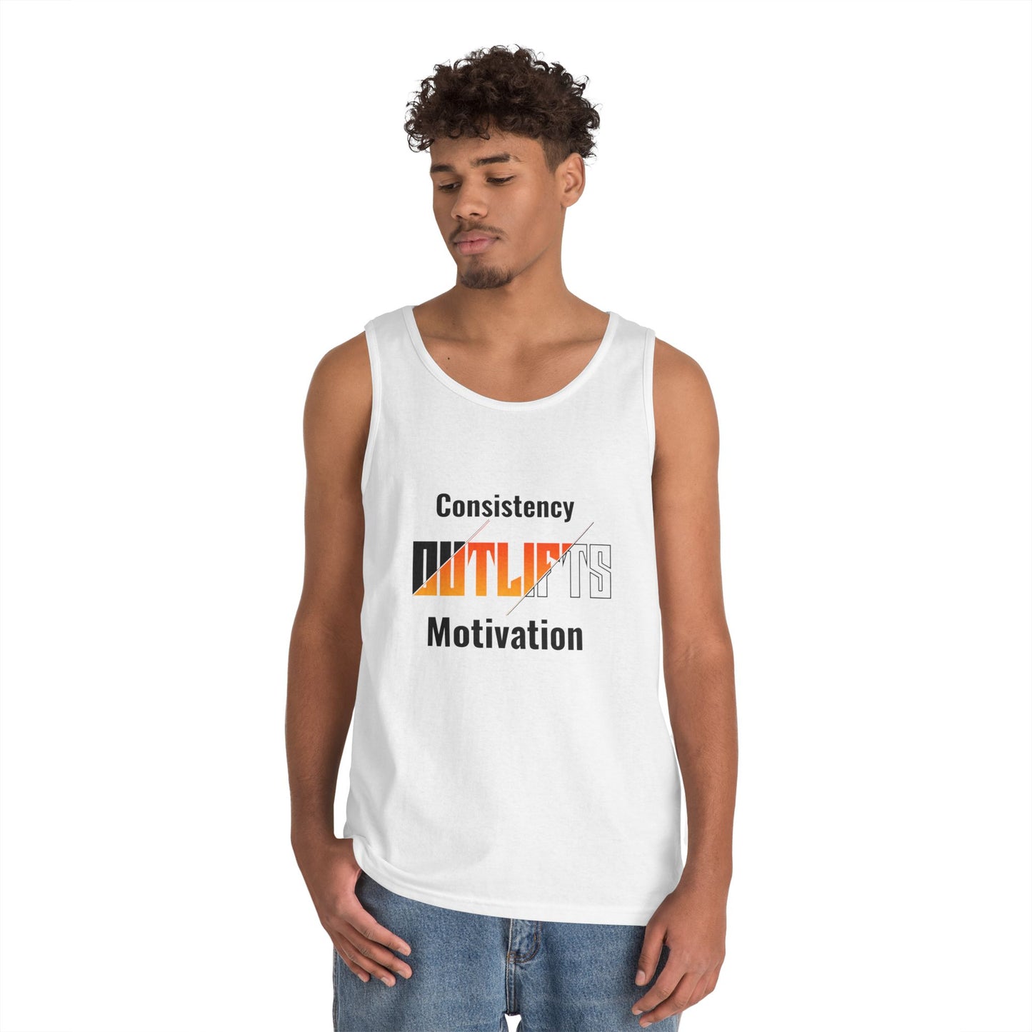 Motivational Gym Tank Top for Fitness Enthusiasts, Workout Gear, Unisex Activewear, Fitness Gifts, Consistency Outlifts Motivation