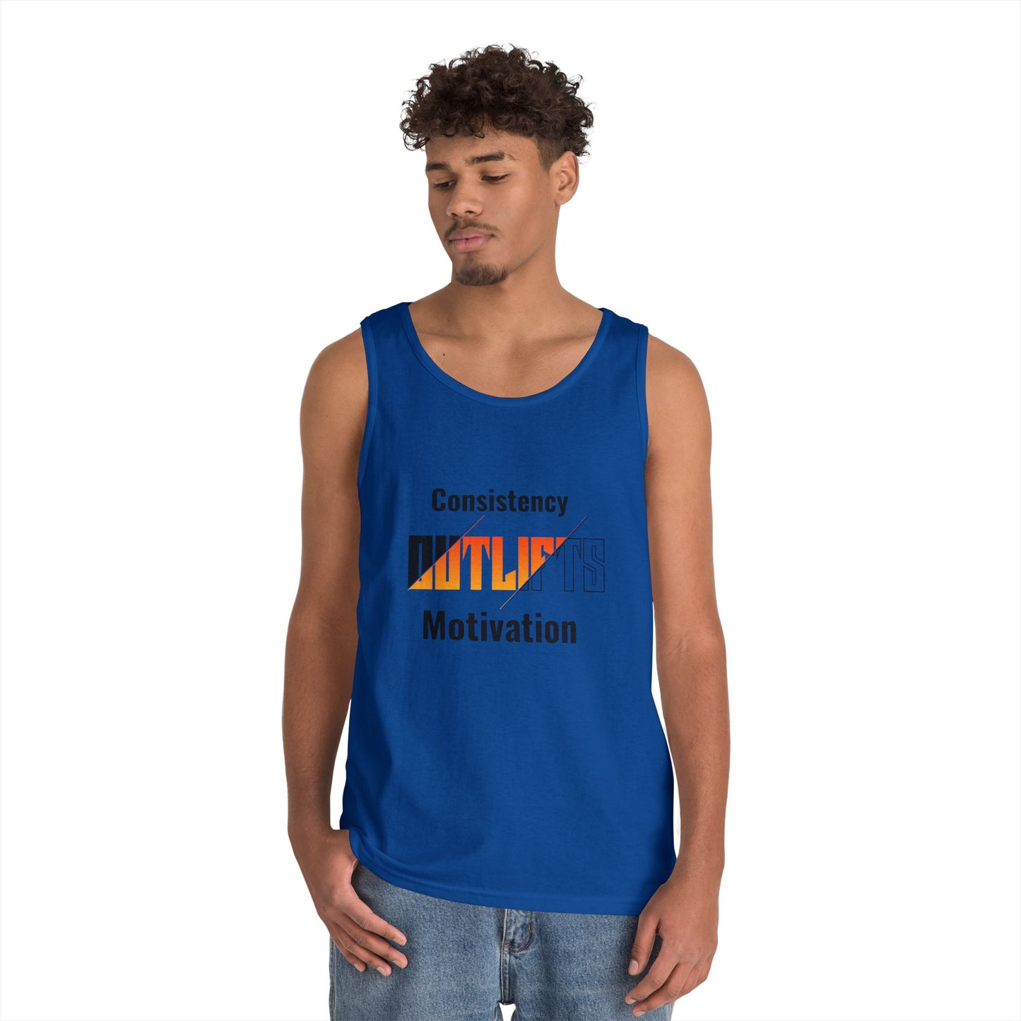 Motivational Gym Tank Top for Fitness Enthusiasts, Workout Gear, Unisex Activewear, Fitness Gifts, Consistency Outlifts Motivation