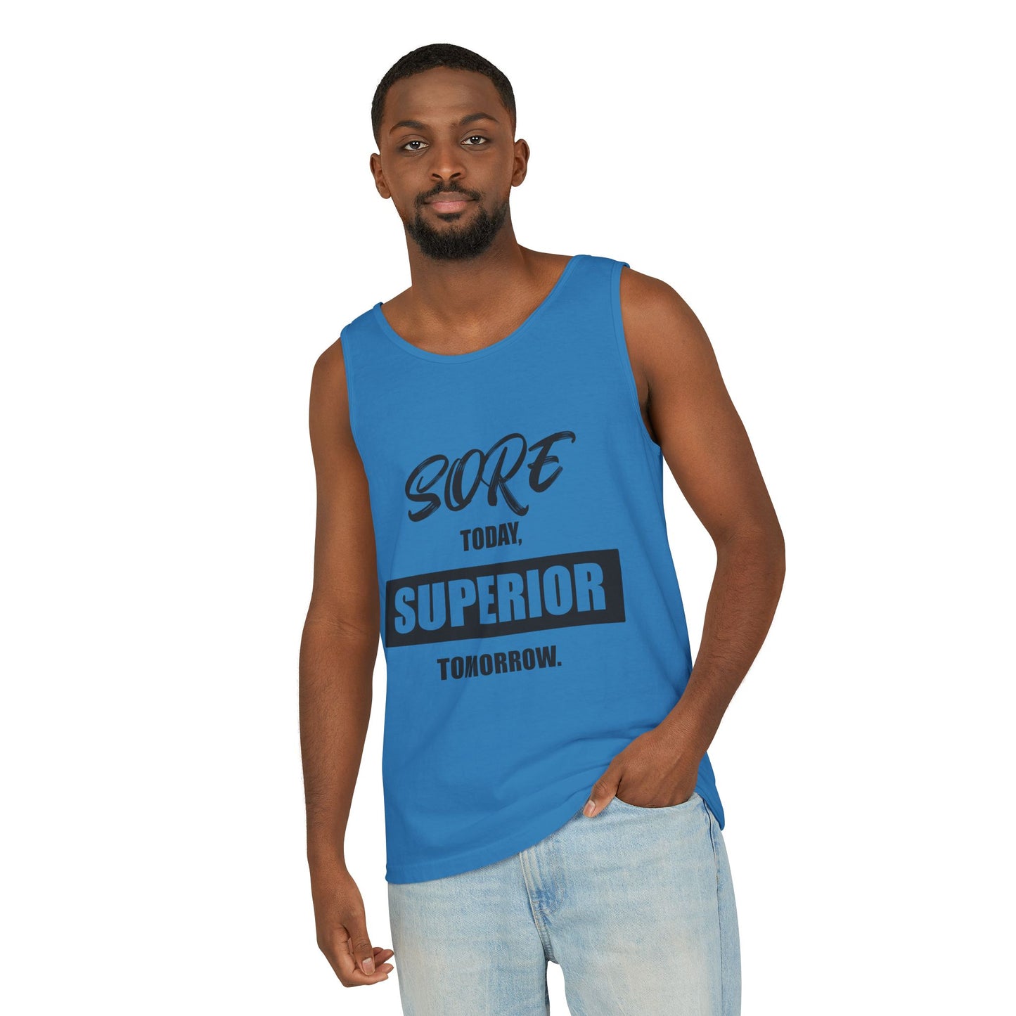 SORE TODAY, SUPERIOR TOMORROW Tank Top, Motivational Gym Wear, Unisex Athletic Shirt, Fitness Apparel, Summer Workout Top