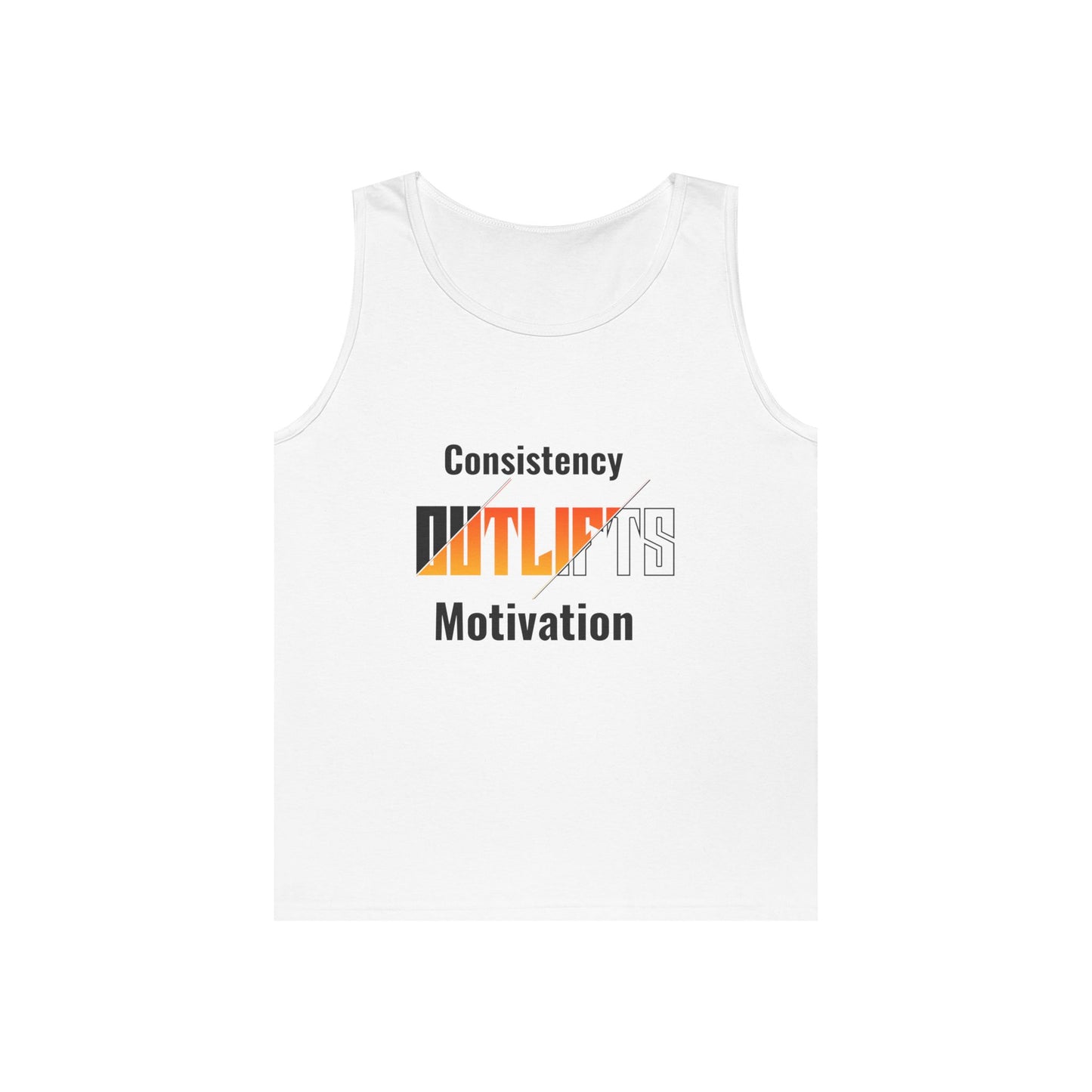 Motivational Gym Tank Top for Fitness Enthusiasts, Workout Gear, Unisex Activewear, Fitness Gifts, Consistency Outlifts Motivation